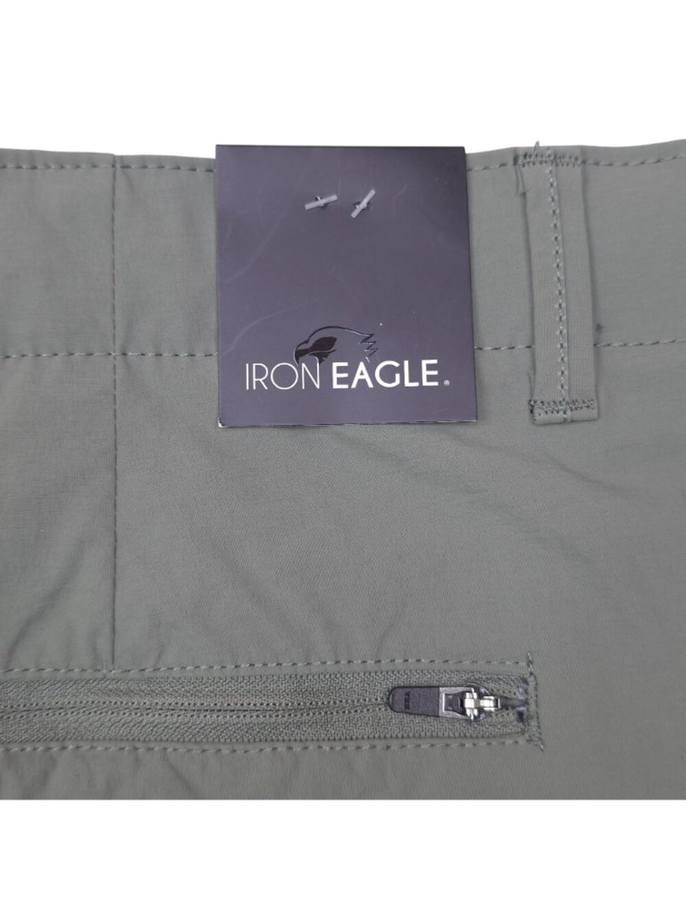 Iron Eagle Mens Stretch Nylon Blend Shorts Size 42 Zippered Pocket Cactus Green - Picture 6 of 8